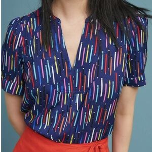 Anthropologie 52 Conversations Top Blouse 6 EUC! Pencil Colloquial